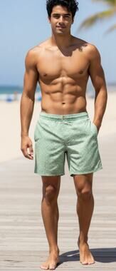 UVSkinz Green White Geo Print UPF 50+ Swim Trunks Shorts size Large NEW